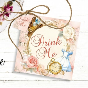 Alice in Wonderland Tea Bag Envelope, Collage Sheet, Printable Tea Party, Download, DIY, Printable Wonderland, Instant Download, Drink Me