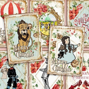 Christmas Wizard of Oz Quote Cards, Party Decoration, Cardmaking, Junk Journal Cards, Printable, Instant Download, Ruby Slippers, Scrapbook,