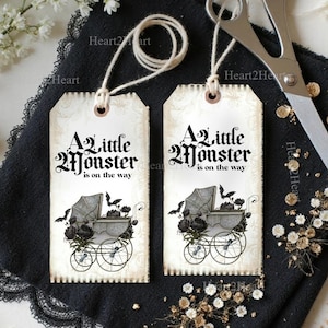 Gothic Baby Shower Tags, Halloween Baby Shower, Baby Shower Tags, Goth Theme Shower,