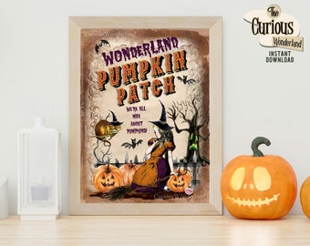 Pumpkin Farm Sign Pumpkin Wall Art Alice in Wonderland Pumpkin Patch INSTANT DOWNLOAD Halloween Printable Art