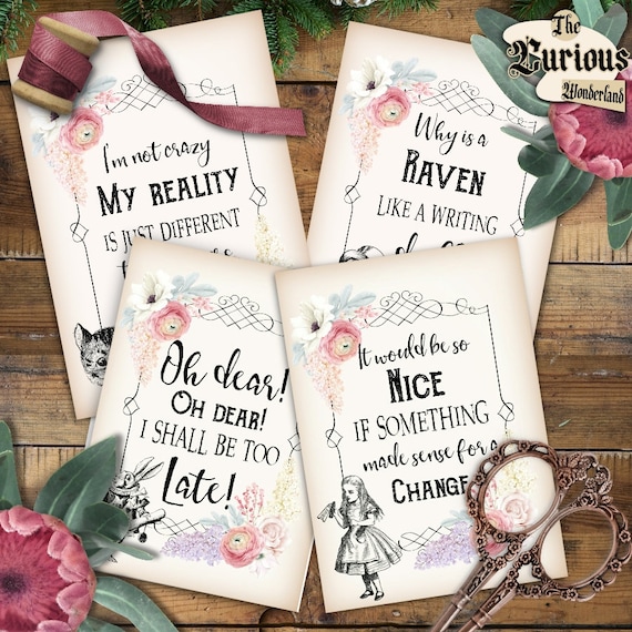 Alice in Wonderland Mini Quote Cards Collage Sheet Junk - Etsy