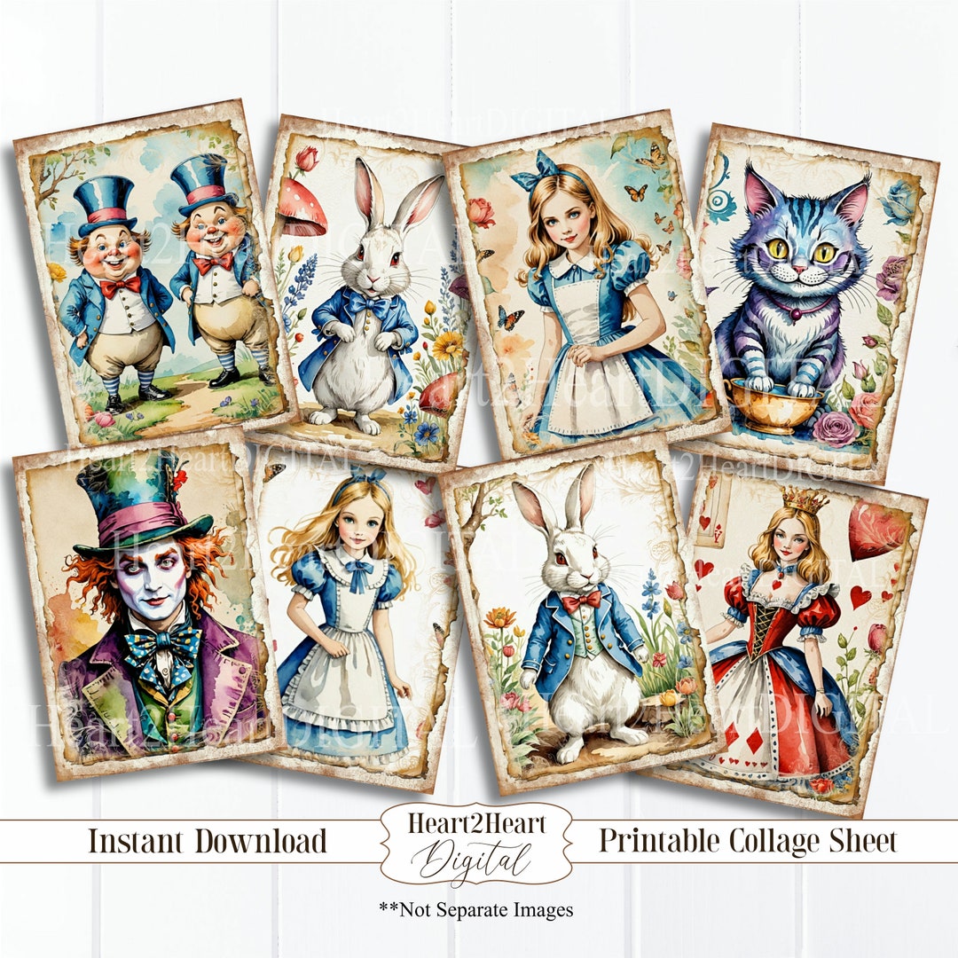 Alice in Wonderland Quotes, Wonderland Collage Sheet, Party Printable ...