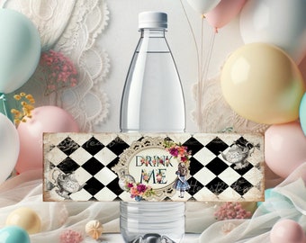 Alice in Wonderland Drink Me Bottle Labels - INSTANT DOWNLOAD - Drink Me Labels - Onederland - Party Decorations - Mad Hatter Tea Party