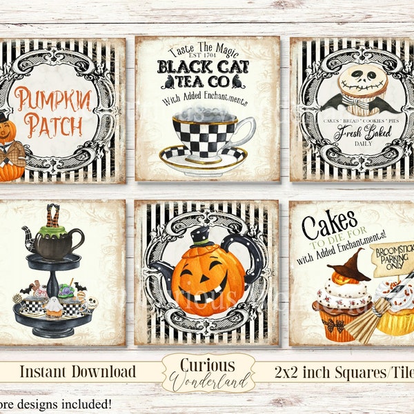 Halloween Pumpkin 2" Squares Digital, Collage Sheet Printable Labels, Tags, Magnet, Digital Images, Scrapbooking, Craft, Cards, 2x2, Cakes