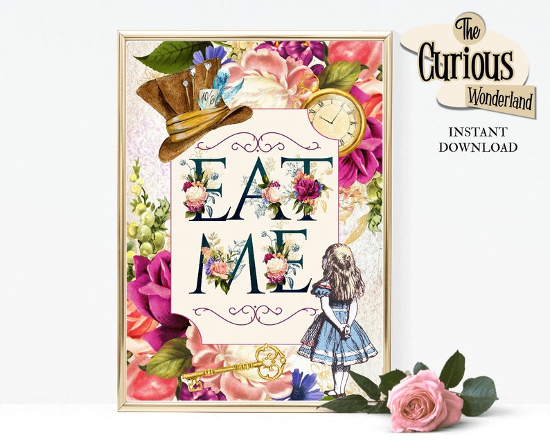 Alice in Wonderland Eat Me Sign Onederland Tea Party Sign | Etsy