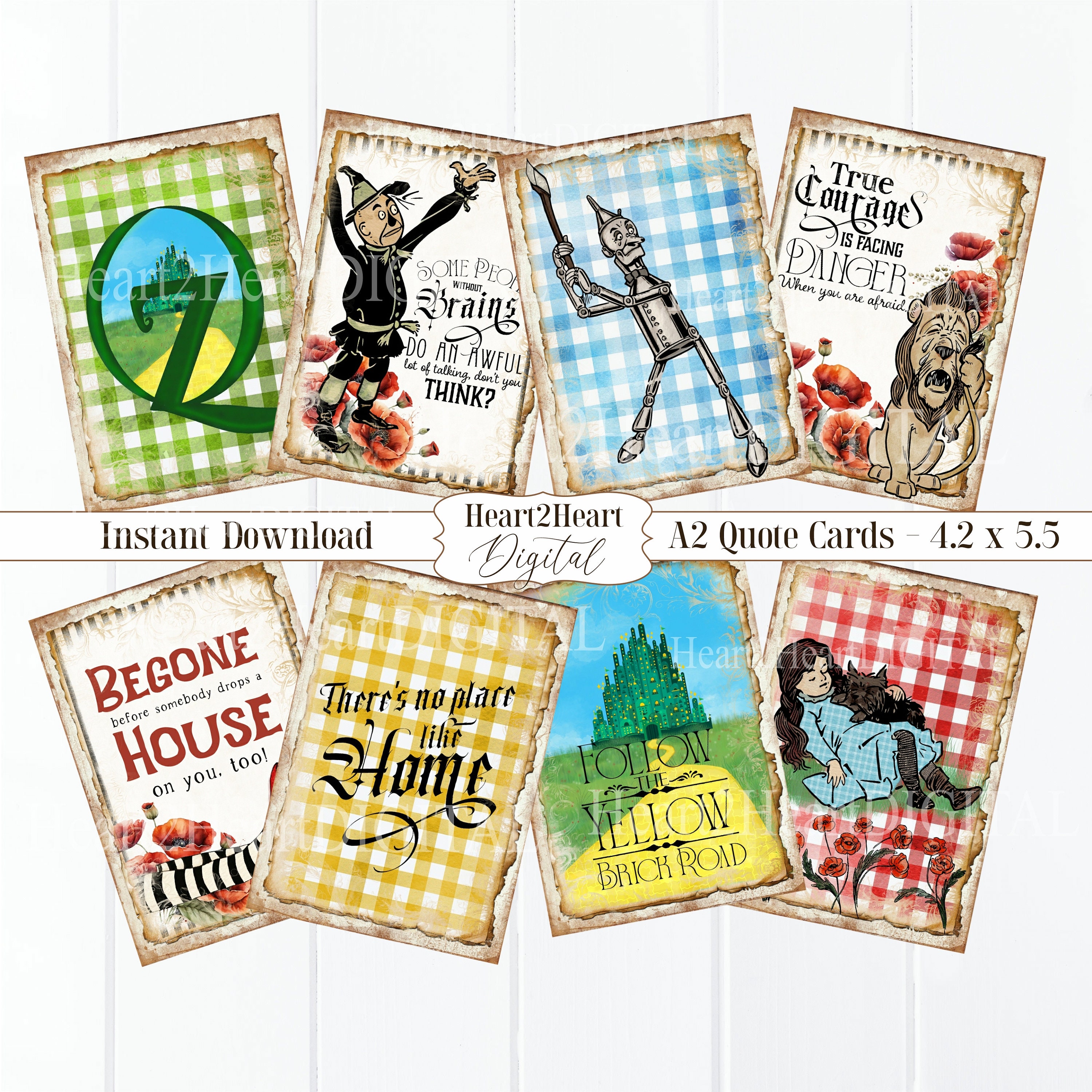 Vintage Large Wizard of Oz Cards, Party Decoration, Cardmaking, Junk Journal Cards, Printable, Instant Download, Scrapbook, Tin Man