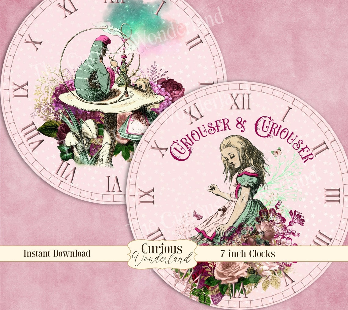 Alice in Wonderland Clocks Printable Clocks Digital - Etsy