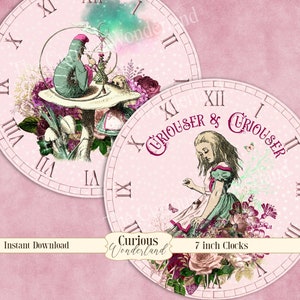 Alice in Wonderland Clocks - Printable Clocks, Digital Download ...