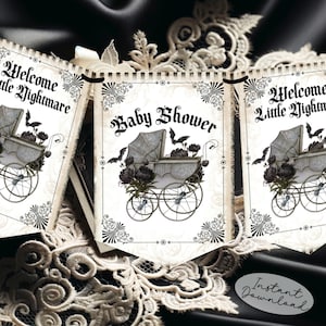 Gothic Baby Shower Bunting, Spooky Baby Shower Banner