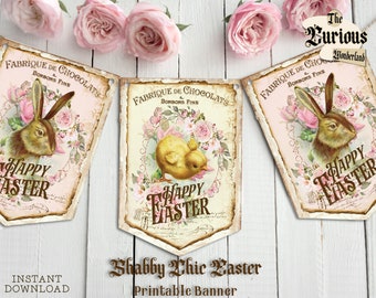 Shabby Chic Easter Bunting, Easter Bunting, Printable Banner, Easter Decor, Printable Banner