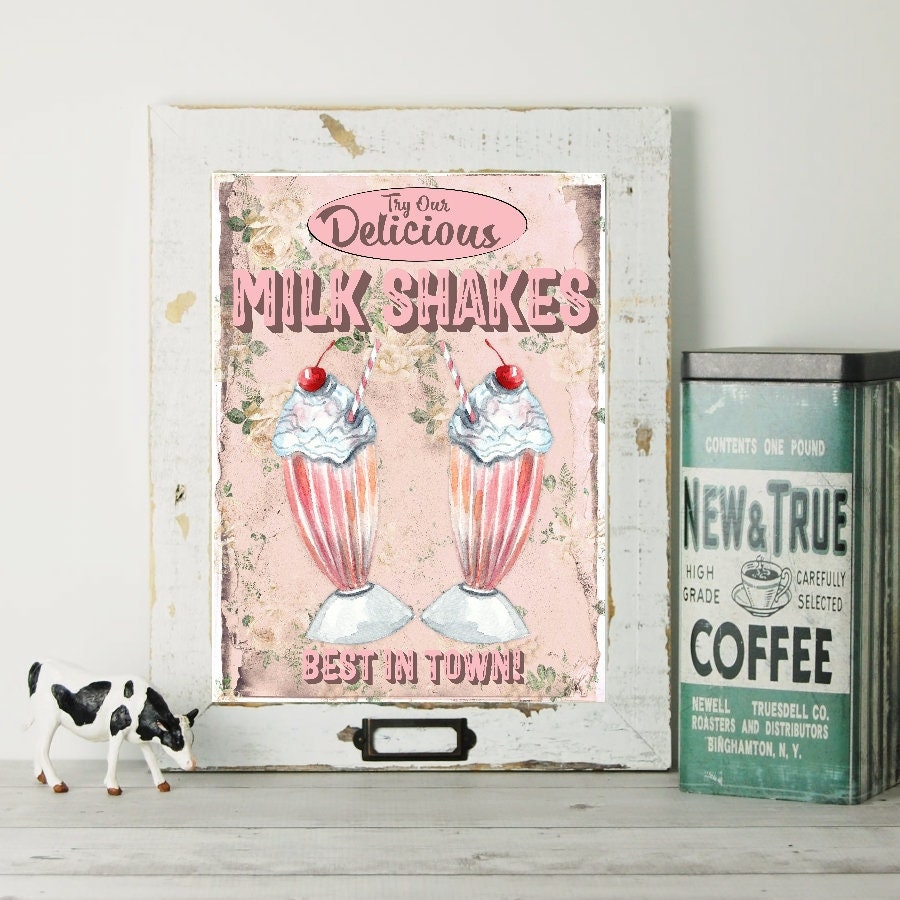 Retro Milkshake Sign INSTANT DOWNLOAD Printable Sign - Etsy