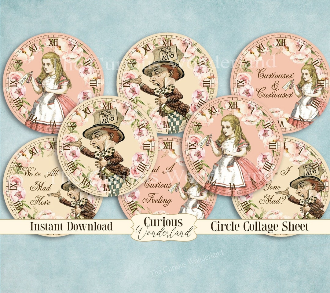 Alice in Wonderland Clocks Printable Clocks, Digital Download, INSTANT ...
