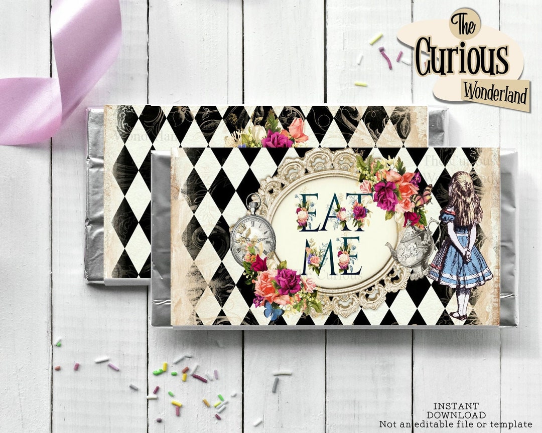 Alice in Wonderland Candy Bar Wrapper - Printable Hershey Bar Wrapper ...