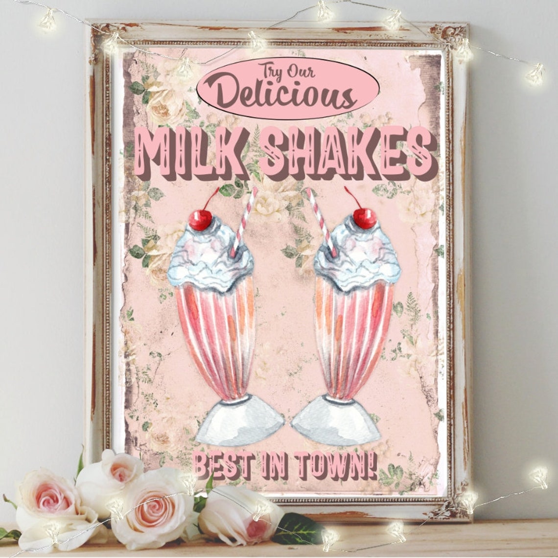 Retro Milkshake Sign INSTANT DOWNLOAD Printable Sign - Etsy