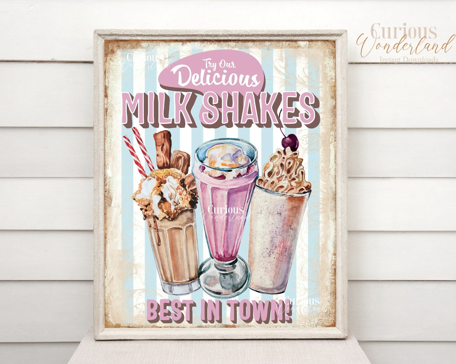 Retro Milkshake Sign INSTANT DOWNLOAD Printable Sign Etsy