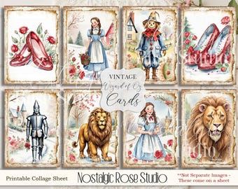 Christmas Wizard of Oz Quote Cards, Party Decoration, Cardmaking, Junk Journal Cards, Printable, Instant Download, Ruby Slippers, Scrapbook,