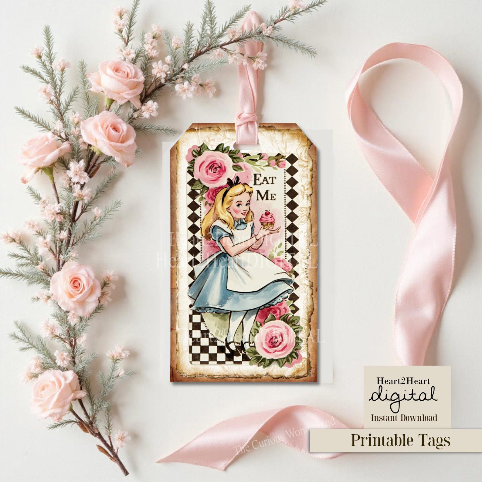 Alice in Wonderland Eat Me Drink Me Party Tags, Labels, , Printable ...