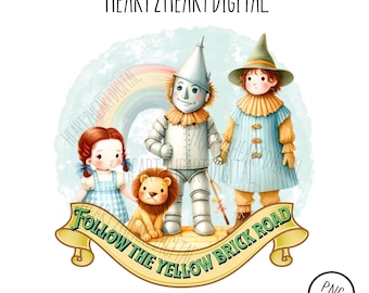 Nursery Wizard of Oz PNG Clipart, Sublimation Graphics, Yellow Brick Road, Wizard of Oz Clipart, Baby Clipart, Dorothy, Tin Man, Lion