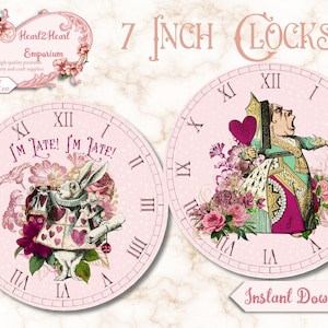Alice in Wonderland Clocks Printable Clocks Digital | Etsy UK