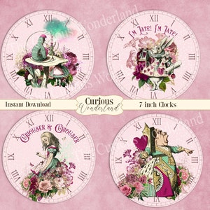 Alice in Wonderland Clocks - Printable Clocks, Digital Download ...