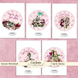 Alice in Wonderland Clocks - Printable Clocks, Digital Download ...