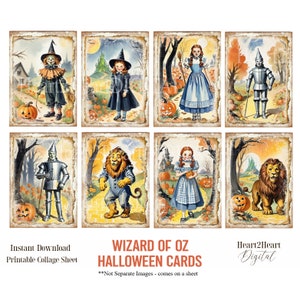 Wizard of Oz Halloween Journal ATC Cards, Cardmaking, Junk Journal Printable, Digital Download, Scrapbook Cards,Gift Tags, Dorothy, Tin Man