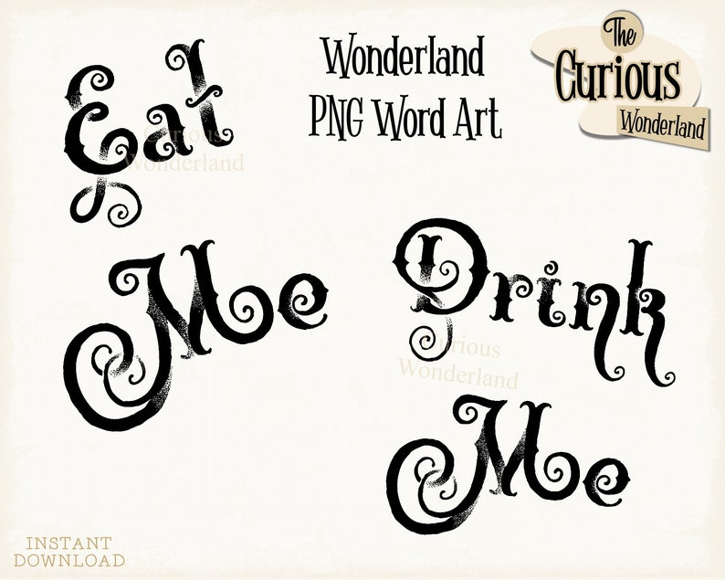 Alice in Wonderland Drink Me/Eat Me Word Overlay Word Art | Etsy