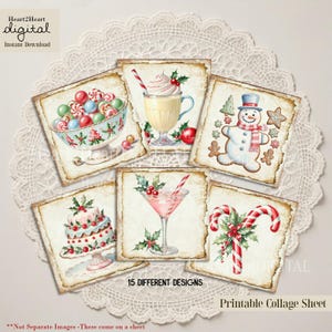 Christmas Sweet Treats  2" Squares Digital, Collage Sheet Printable Labels, Tags,  Digital Images, Scrapbooking, Craft, 2x2