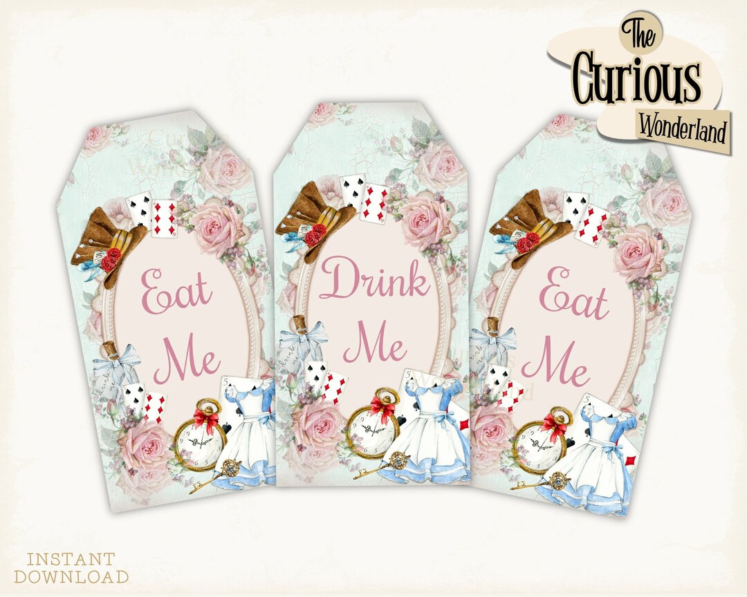 Alice in Wonderland Tags, Eat Me, Drink Me, Printable Tags, Favors Tea ...