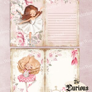 May include: Ballet-themed stationery set featuring illustrations of ballerinas in pink and white tutus, with floral decorations. The design includes lined pages and the text "The Curious Wonderland".