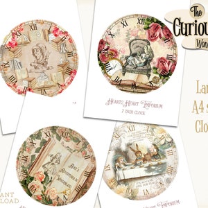 Alice in Wonderland Clocks, Printable Clocks, Digital Download, INSTANT ...