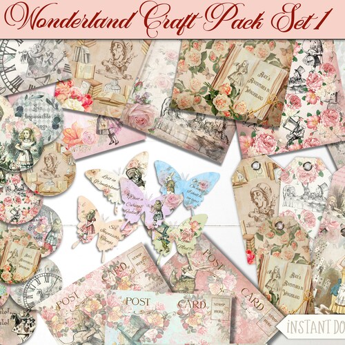 Alice in Wonderland Collage Sheet Quote Cards ATC Journal - Etsy