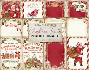 Mrs Claus Christmas Junk Journal, Printable Digital Journal Kit, Scrapbook Paper, Digital Download Craft Hot Chocolate Gingerbread