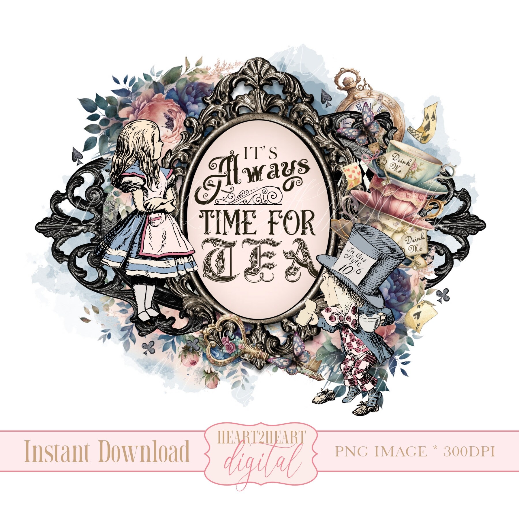 Alice in Wonderland Time for Tea PNG Sublimation Image Etsy UK