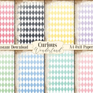 Ombre Diamond Paper | Harlequin Patterns | Digital Paper | Alice in Wonderland | Scrapbook | Craft | Pastel | Grunge Papers | Background