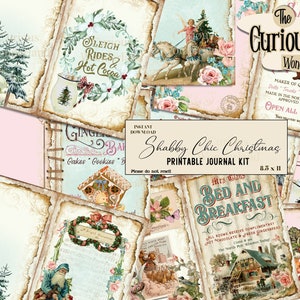 Shabby Chic Christmas Junk Journal, Printable, Digital Journal Kit, Tattered Scrapbook Paper, Vintage Paper, Digital Download Craft