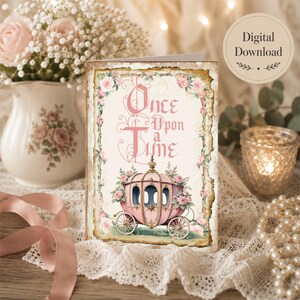 Biglietto di auguri vintage da favola per matrimonio stampabile / C'era una volta una principessa / Biglietto di auguri romantico in formato A6, download digitale