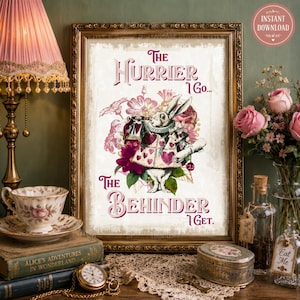 Alice im Wunderland – Weißes Kaninchen – Wandbild – Kinderzimmerdeko – Druckbare Kunst – SOFORT-DOWNLOAD – Inspirierendes Zitat von Lewis Carroll – 8x10