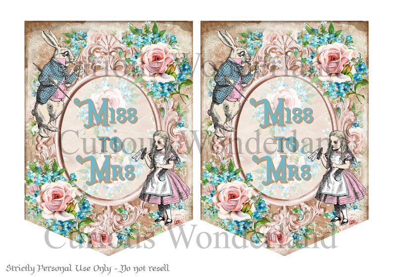 Alice in Wonderland Printable Banner Bridal Shower - Etsy