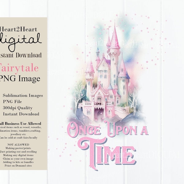 Once Upon a Time PNG, Princess Castle Sublimation Image, DIGITAL DOWNLOAD, Fairy Tale Digital Image