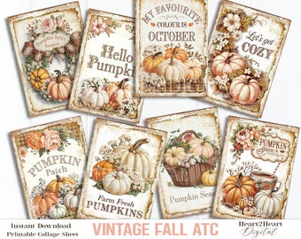 Rustic Fall Quote Collage Sheet Labels, Autumn Fall ATC Journal Cards, Digital Image, Scrapbook Cards, Printable Download,