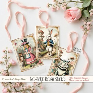 Vintage Alice in Wonderland Collage Sheet ATC Journal Cards, Digital Image, Scrapbook Cards, Printable Download, ACEO, Digital Cards, image 2