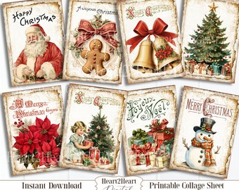 INSTANT DOWNLOAD Printable Christmas Tags Digital Collage Etsy Australia