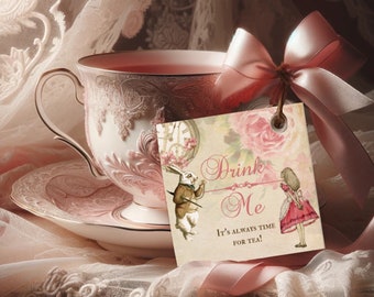 Printable Alice in Wonderland Tea Envelope | Tea Bag Envelope | Tea Bag Favor | Baby Shower | Drink Me Envelopes