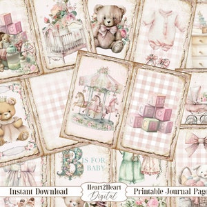 Baby Girl Journal Papers, Double Sided Papers, Baby Memory Book, Baby Ephemera, Scrapbooking Papers, Baby Keepsake