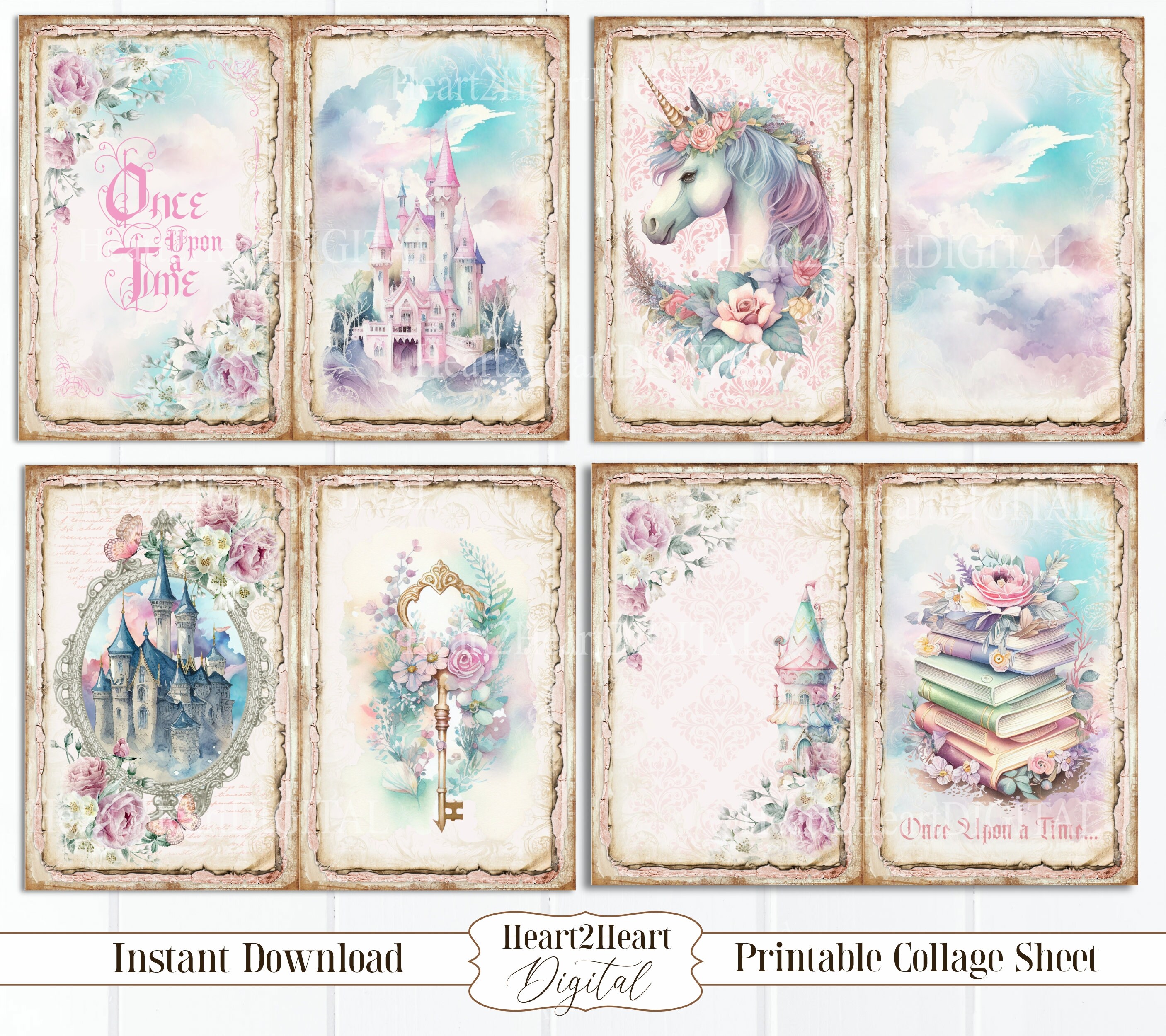 Fairy Tale Junk Journal Kit, Princess & Unicorn Journal Pages, Ephemera ...