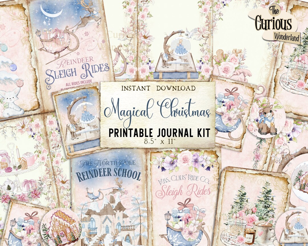 Pink Christmas Magic Junk Journal, Printable, Digital Journal Kit ...