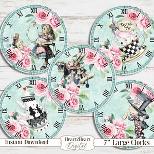 Alice in Wonderland Large 7" Clocks - Printable Clocks, Digital ...