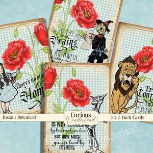 Wizard of Oz Mini Quote Prints, Party Decoration, Cardmaking, Table Decoration, Printable Cards,  Scrapbook, Art Prints, Junk Journal