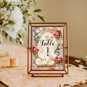 Alice in Wonderland Printable Table Numbers, Table 1-20, Mad Hatter, Wonderland Wedding, 5x7 Table Numbers, Alice in Wonderland Decorations